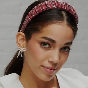 Lele Sadoughi Kelly Sequin Embellished Headband - Red and Black NWT Limited Ed